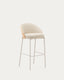 Eamy stool in beige polyurethane, ash veneer natural finish and beige metal 77 cm