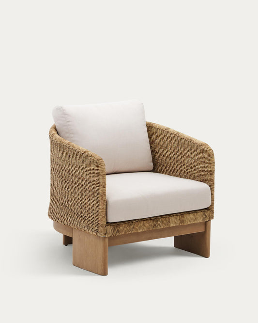Xoriguer armchair in synthetic rattan and solid eucalyptus wood FSC 100%