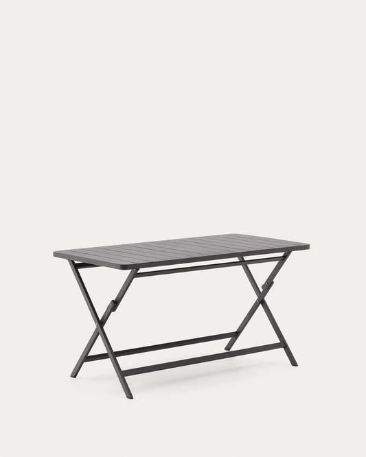 torreta folding outdoor table made of dark gray aluminum 140 x 70 cm