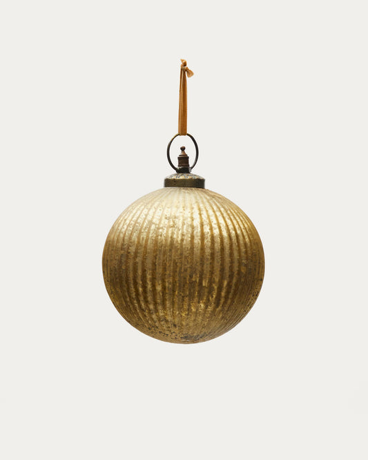 Elur Christmas ball made of recycled glass in golden color, Ø 15 cm