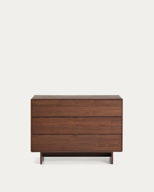 Norlen chest of drawers with 3 drawers in walnut veneer FSC Mix Credit 101 x 75 cm
