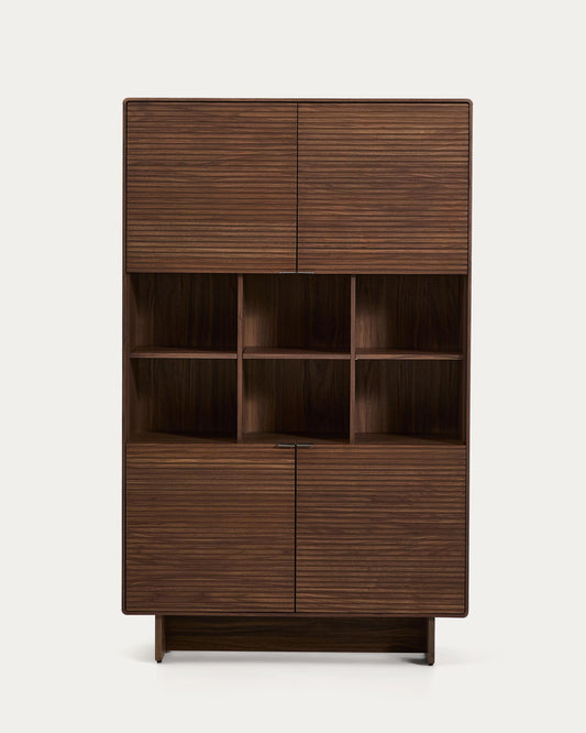 Norlen four-seater high sideboard with 4 doors in walnut veneer FSC Mix Credit 100 x 163 cm