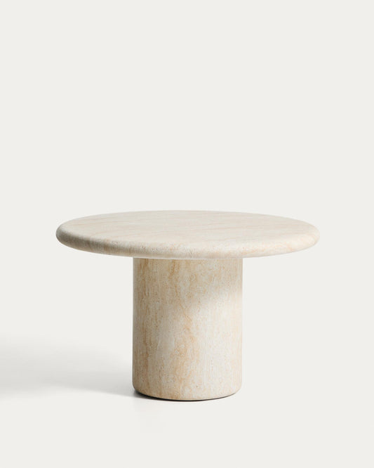 Drasi round cement table with travertine effect finish Ø 122 cm