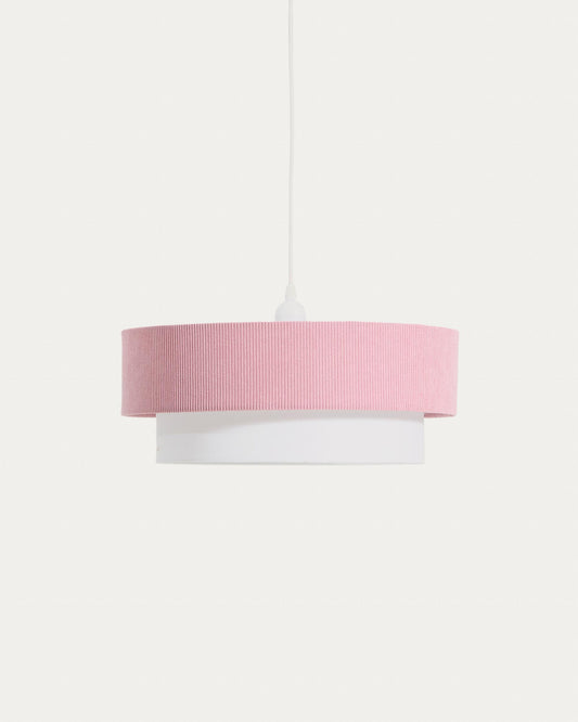 Bianella ceiling lamp in cotton and pink twill