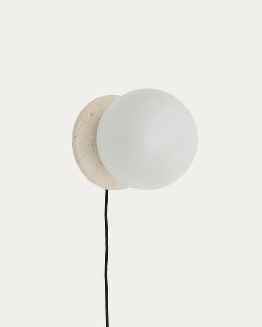 Malachi wall lamp made of glass and travertine