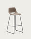 Zahara bar stool brown with steel legs in black color, height 76 cm FSC 100%