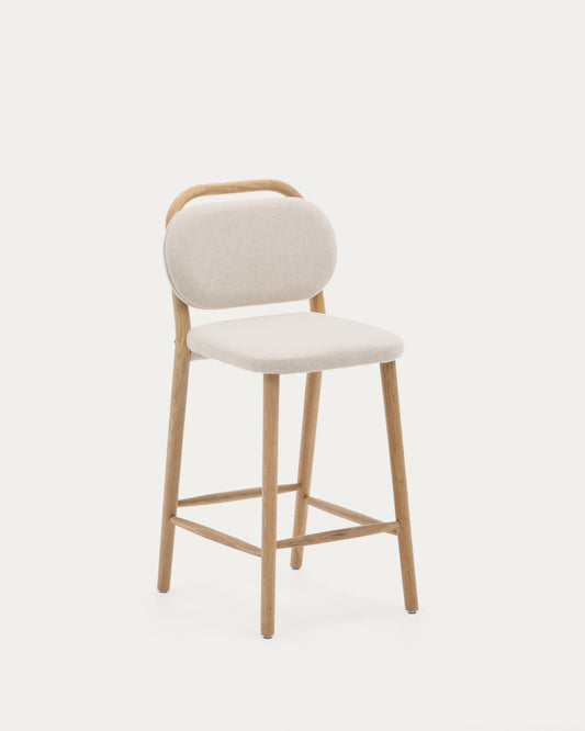 Helda chair made of beige chenille and solid oak wood FSC Mix Credit 65 cm