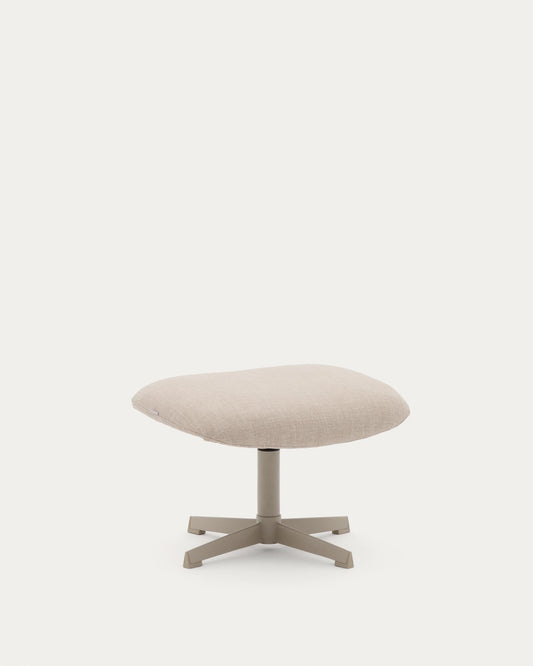 Teryl swivel footrest in beige chenille and metal with a grey finish FSC™ 100%.