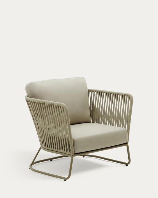 Saconca outdoor armchair made of cord and green galvanized steel
