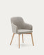 Nelida chair in brown chenille and solid beech wood in natural finish FSC 100%