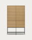Clear tall chest of drawers with 4 doors in oak veneer with steel legs, 97.5 x 160 cm