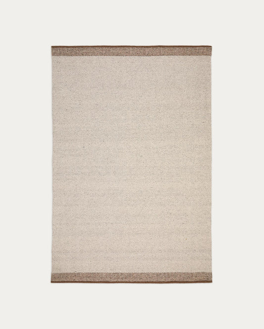 Nifelia beige wool jacquard rug, 160 x 230 cm