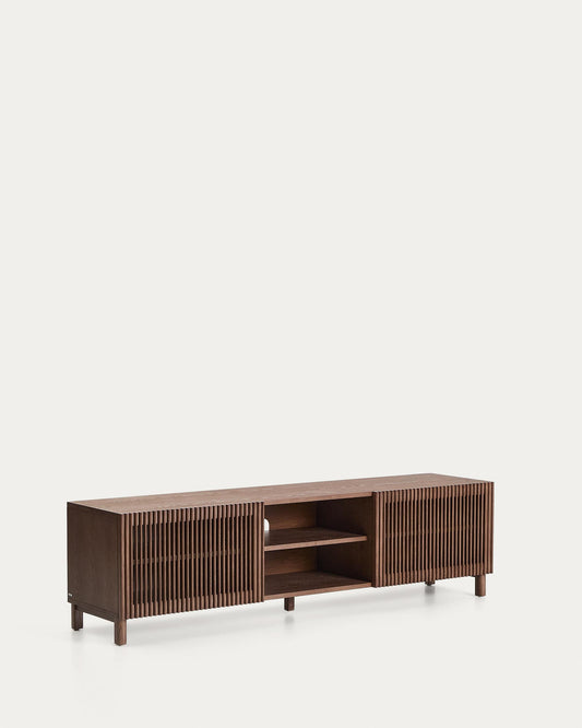 Beyla TV cabinet, 2 doors, ash veneer, ash legs with walnut finish, 180x49.5 cm FSC 100%