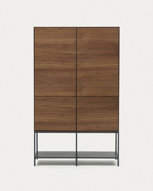 Vedrana tall chest of drawers with 4 doors in walnut veneer with steel legs, 97.5 x 160 cm