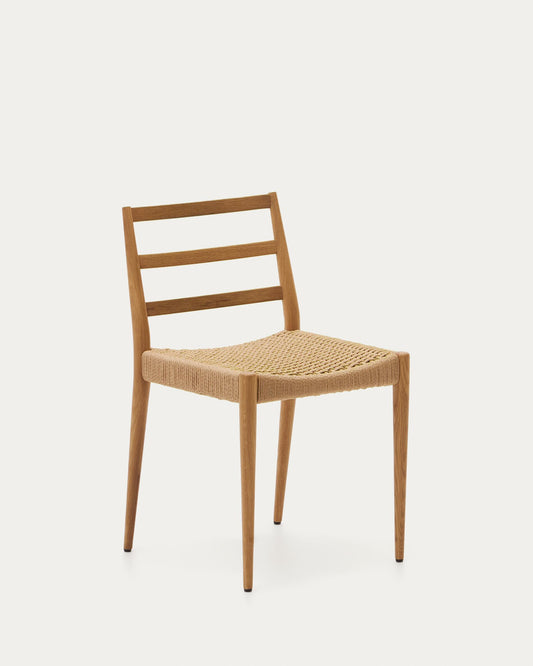 Analy chair in solid oak wood with natural finish and rope seat FSC Mix Credit