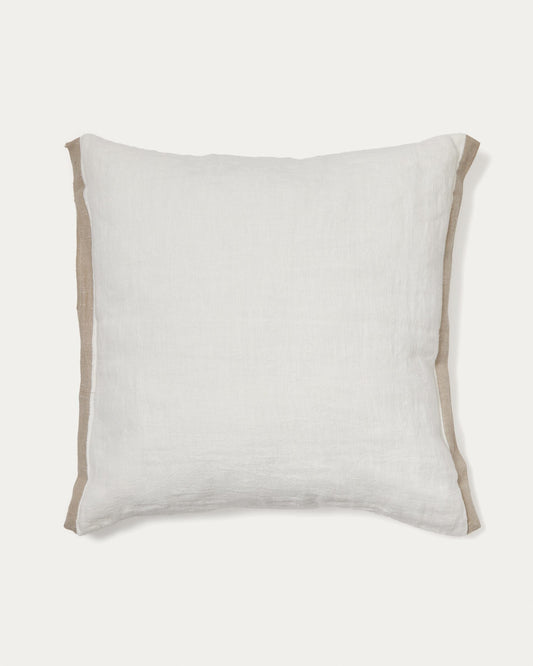 Suerta white and beige cushion cover, 100% linen, 50 x 50 cm