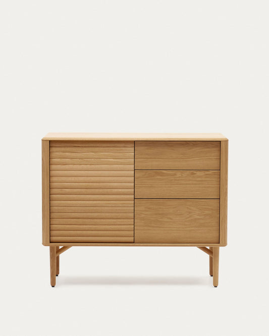 Lennon chest of drawers with 1 door and 3 drawers, made of oak wood and veneer, 105 x 85 cm FSC MIX Credit