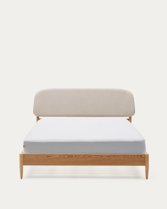 Octavia bed made of ash plywood and white upholstered headboard FSC Mix Credit 180 x 200 cm