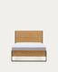 Tayana oak veneer bed with steel legs in black, 90 x 190 cm