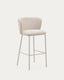 Ciselia chair in beige chenille and beige steel, height 75 cm, FSC Mix Credit