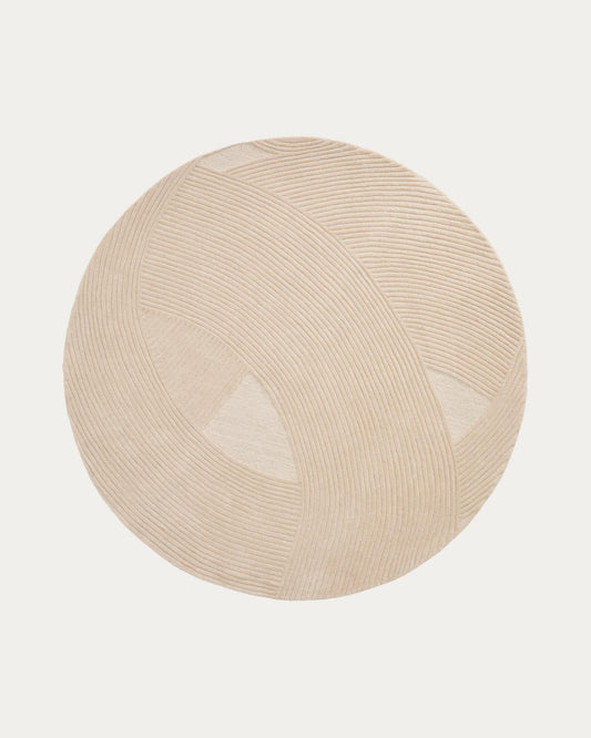 Domm beige wool carpet, Ø 200 cm