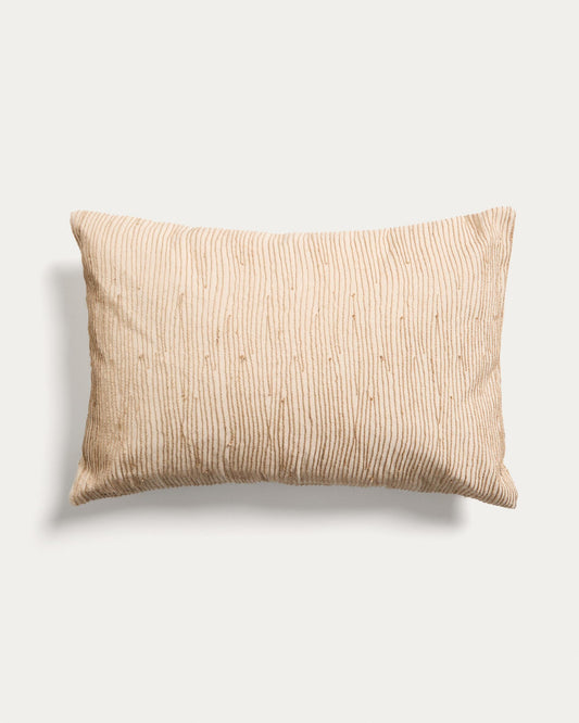 Pillow cover Belae made of cotton material, color ecru, with jute beige embroidery, 40 x 60 cm