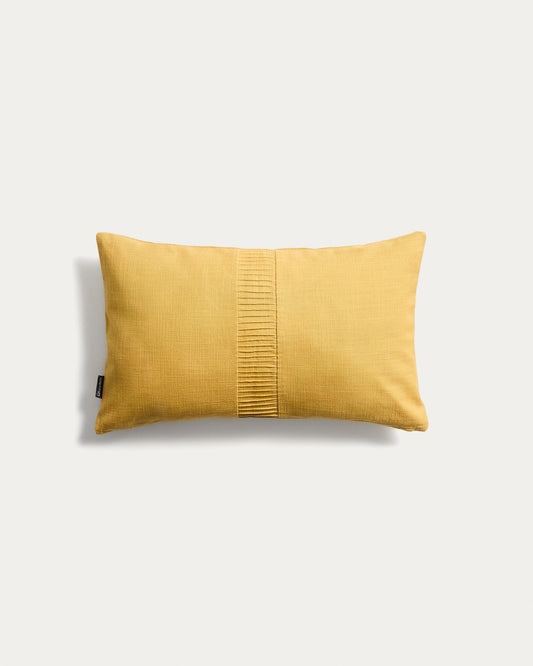 Cushion cover Luadia made of cotton with pleated detail in yellow color 30 x 50 cm