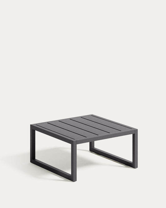 Comova 100% spoljni pomoćni sto od crnog aluminijuma, 60 x 60 cm