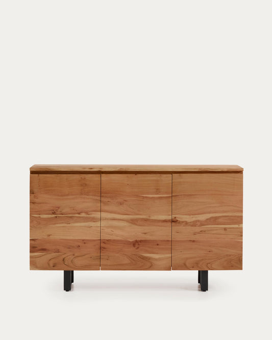 Uxue three-seater sideboard with 3 doors in solid acacia wood with bleached finish 150 x 88 cm