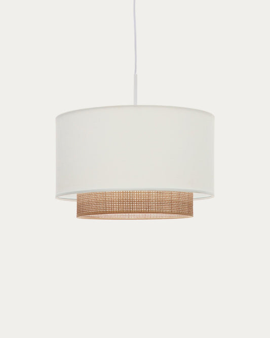 Erna bamboo ceiling lamp with natural white finish Ø 40 cm