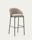 Eamy stool light brown chenille and ash wood veneer with a walnut finish and black metal 77 cm