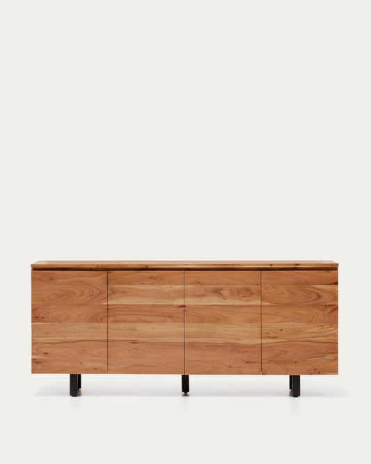 Uxue 4-seater sideboard with 4 doors in solid acacia wood with bleached finish 200 x 88 cm