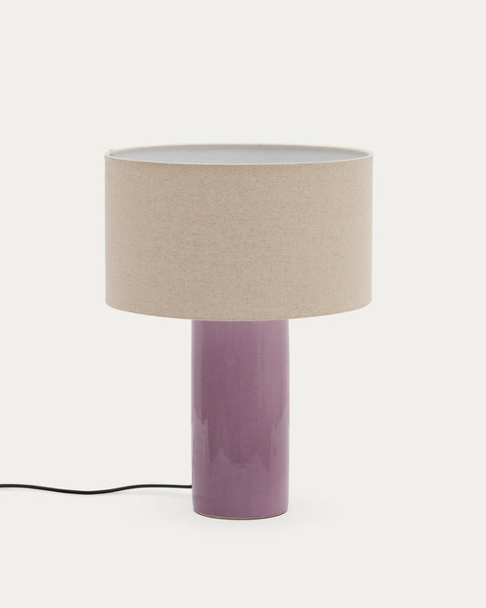 toneric ceramic table lamp with lilac finish and cotton