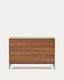Bright chest of drawers with 3 drawers in walnut veneer with black steel legs, 110 x 75 cm
