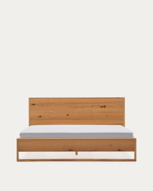Alguema oak veneer bed with natural finish for mattress 180 x 200 cm