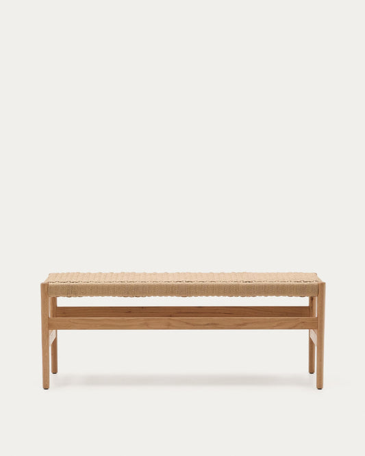 Zaide solid oak bench in natural finish and rope seat, 120 cm, FSC 100%