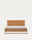 Alguema oak veneer bed with natural finish for mattress 160 x 200 cm
