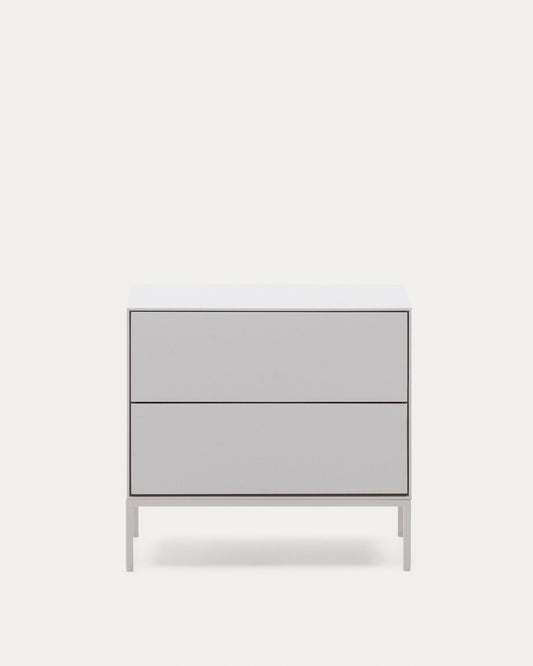 Vedrana noćni stočić sa dve fioke beli lakirani medijapan 60 x 55 cm