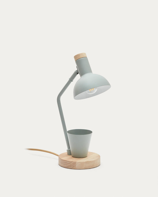 Katia table lamp made of wood and green metal