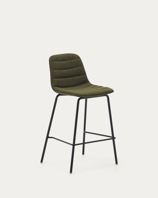 Zunilda chair in dark green and steel chenille with matte black finish height 65 cm FSC 100%