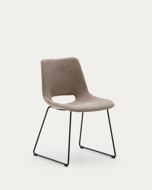 Zahara chair brown with steel legs in black color FSC 100%