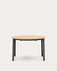 Montuiri round extendable table in oak veneer and steel legs with black finish, Ø 120 (200) cm