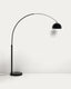 Madali floor lamp in steel with a black glossy finish and black marble