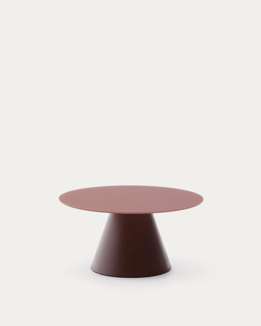 Wilshire coffee table with frosted tempered glass and steel finish in matte terracotta Ø80cm
