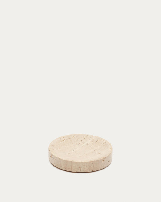 Macre beige travertine soap dish