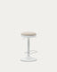 Zaib chair in beige chenille and matt white steel height 63-84 cm FSC 100%