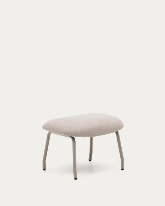Belina footstool in beige chenille and steel with a beige finish FSC 100%