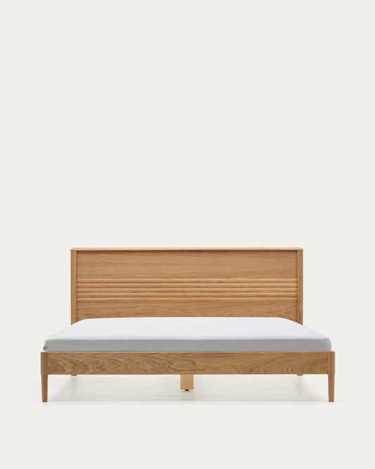 Lennon oak wood and veneer mattress bed 160 x 200 cm, FSC MIX credit