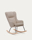 Maustin rocking chair in beige chenille with black steel frame and beech wood