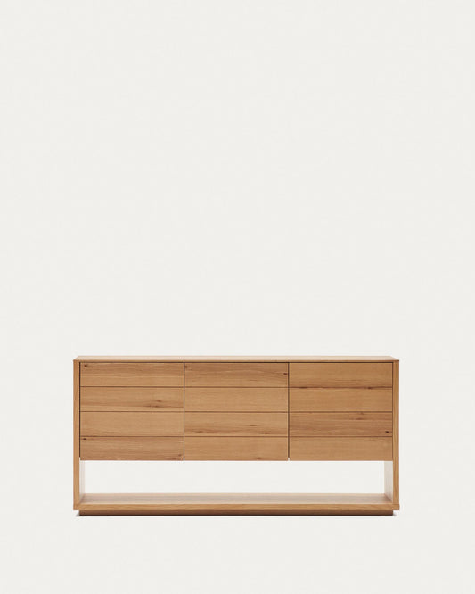 Alguema chest of drawers with 3 doors in oak veneer with natural finish, 151 x 73 cm